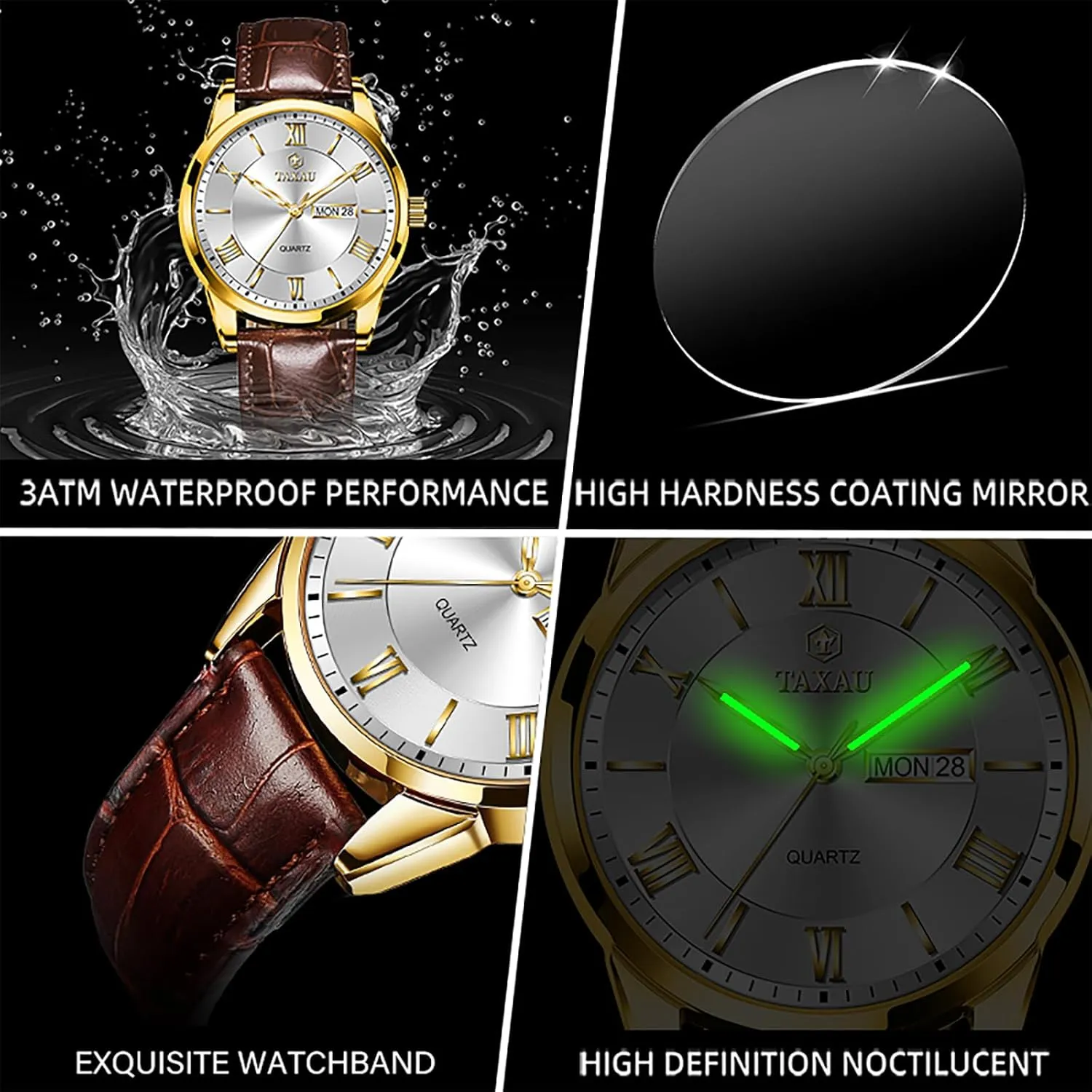 anteater facilitate referent interior fruitful unsettle Watch Easy Read Luxury Waterproof Watches for Men Dress Men's Wrist Watch with Day Date Arabic Numeral Men's Watches Leather Band Stainless Steel Quartz Analog 