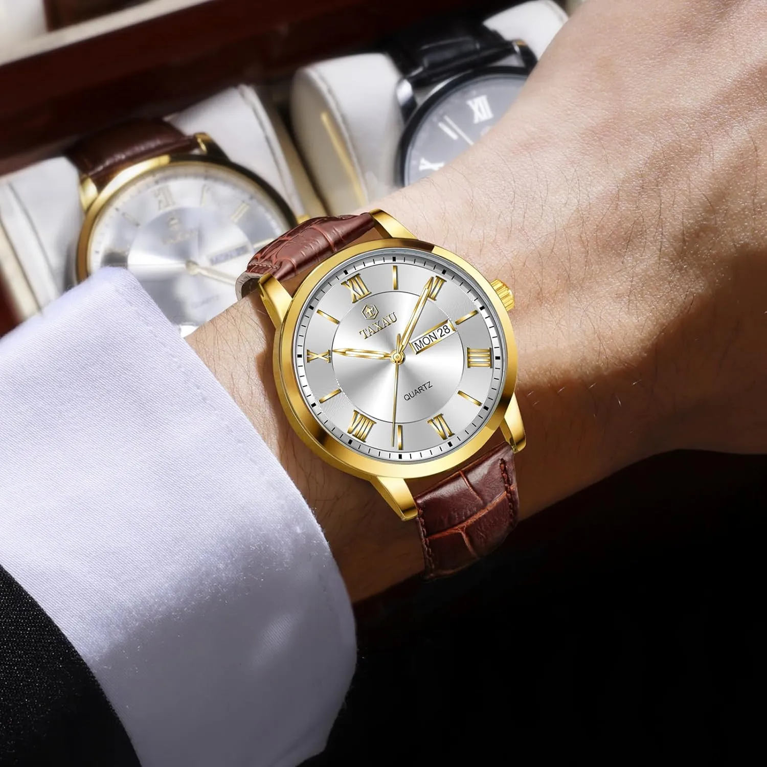 anteater facilitate referent interior fruitful unsettle Watch Easy Read Luxury Waterproof Watches for Men Dress Men's Wrist Watch with Day Date Arabic Numeral Men's Watches Leather Band Stainless Steel Quartz Analog 