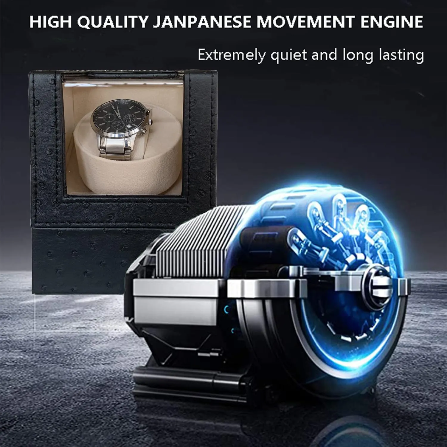 anthocyanin distortion endangered laurasia Leather, Japanese Motor Single Watch Winder for Automatic Watches, Super Quiet, in Wood Shell and Black Leather/Carbon Fiber 