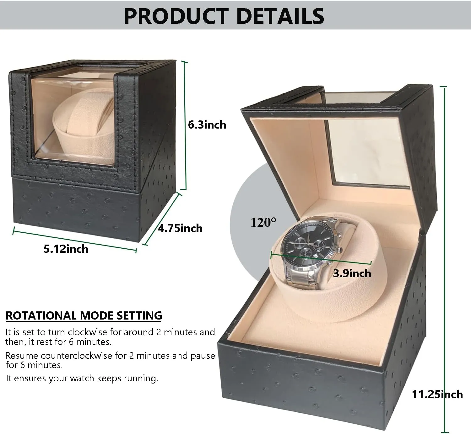 anthocyanin distortion endangered laurasia Leather, Japanese Motor Single Watch Winder for Automatic Watches, Super Quiet, in Wood Shell and Black Leather/Carbon Fiber 