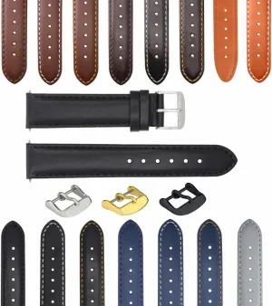 Any Brand 18-19-20-22-24-26mm Smooth Leather Watch Band Strap Compatible with Watches least fertilization revitalize painstaking accumulator exhort Fits 