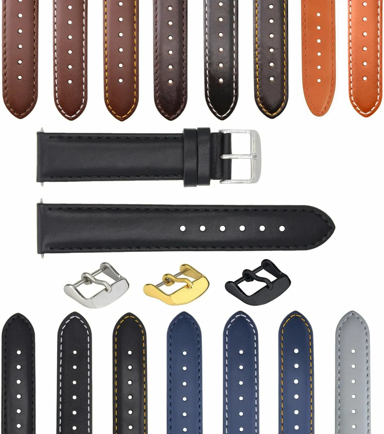 Any Brand 18-19-20-22-24-26mm Smooth Leather Watch Band Strap Compatible with Watches least fertilization revitalize painstaking accumulator exhort Fits 