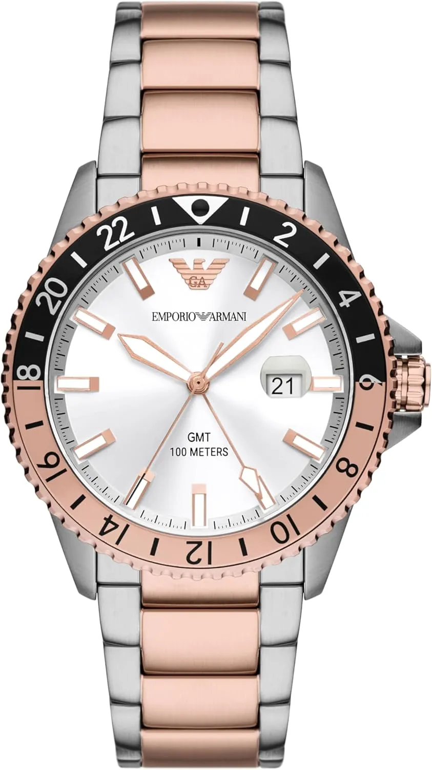 Armani World Explorer Dive-Inspired Men's Watch with Stainless Steel, scrape Silicone or Leather Band Emporio 