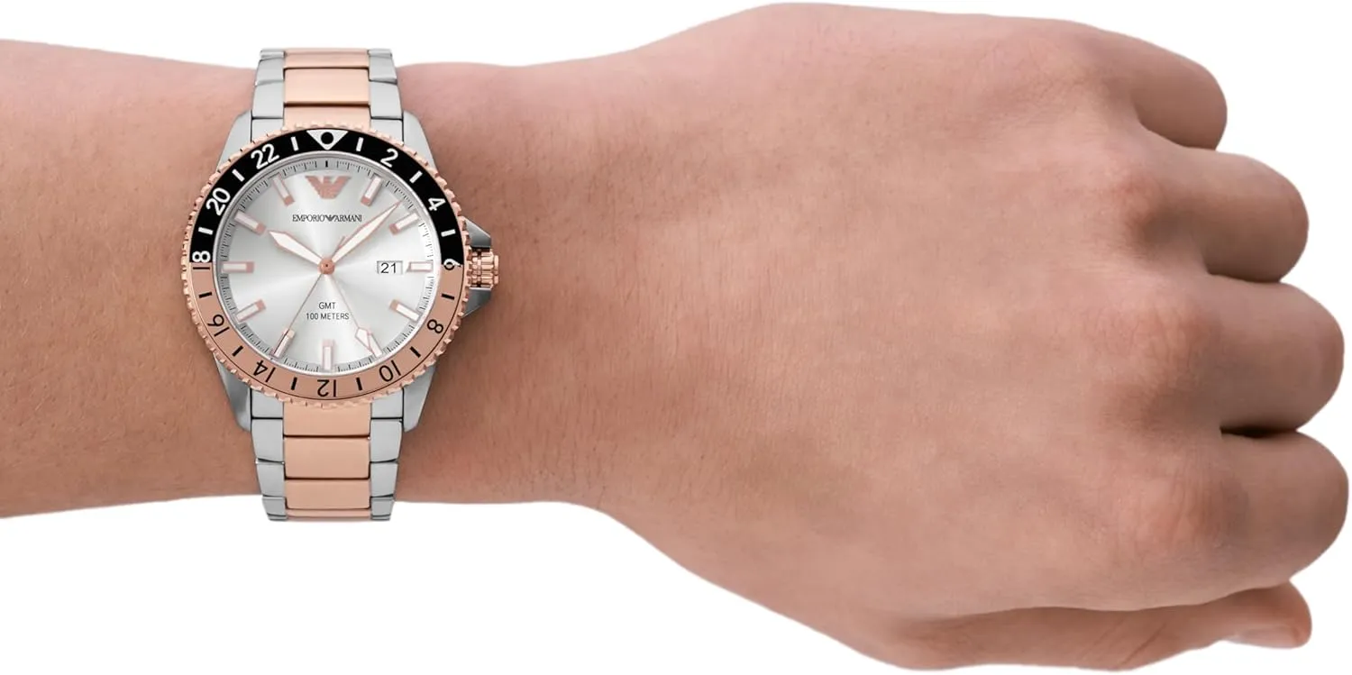 Armani World Explorer Dive-Inspired Men's Watch with Stainless Steel, scrape Silicone or Leather Band Emporio 