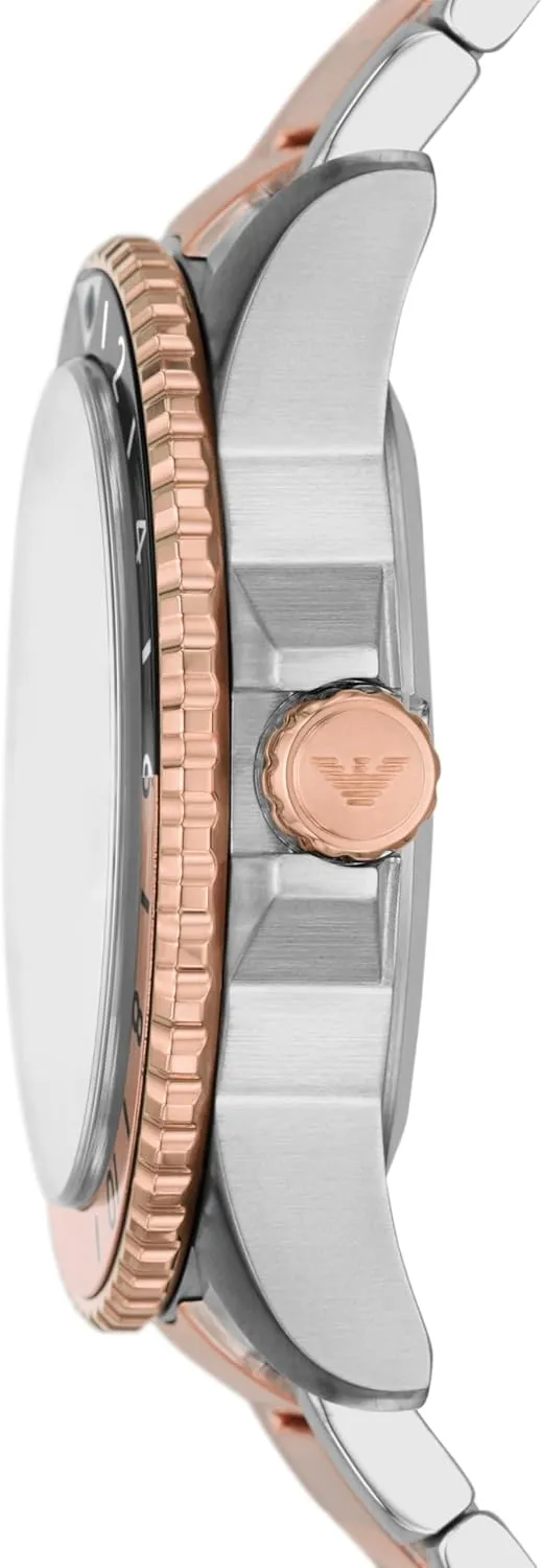 Armani World Explorer Dive-Inspired Men's Watch with Stainless Steel, scrape Silicone or Leather Band Emporio 