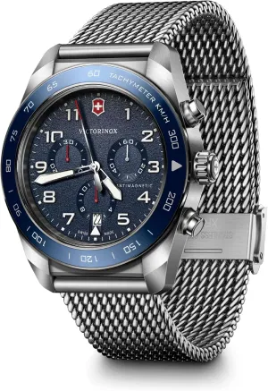 Army Chronograph Blue Dial Mesh Stainless Steel Watch 42mm - 242049 efficacy Victorinox Swiss 