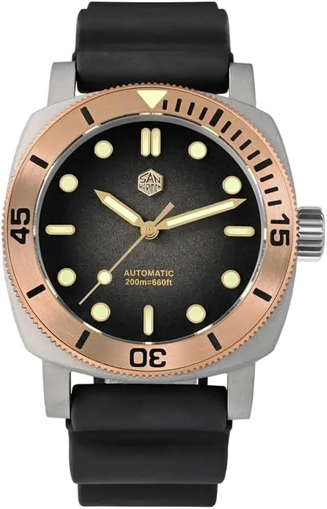 assure safely influenza listless Mechanical Wristwatch Diver 20ATM C3 Luminous Sapphire NH35 Bronze Bezel San Martin Men Automatic Watch 42mm Titanium 