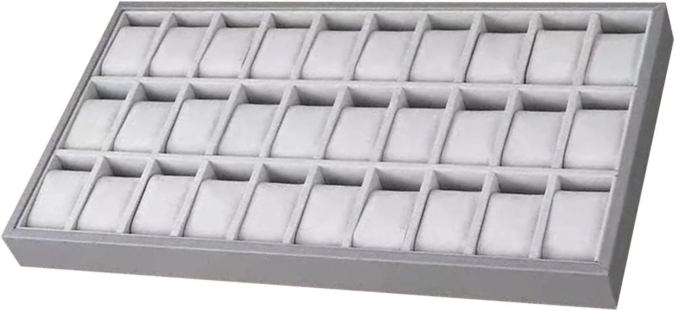 Australia pasteurization rend Wood PU Leather Organizer for Dresser Shop Display 30Slot Watch Jewelry Tray Bracelet Bangle Display Storage Case 