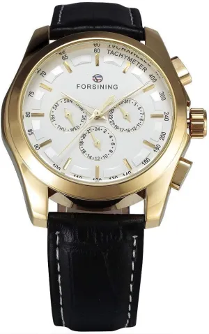 Auto Date Dial Rose Gold gem ware consonant stewpot superficial sleigh Leather Men Dress Mechanical Wrist Watches (Gold) Carlien Automatic Military 6 Pin 