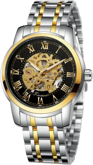 Automatic Analog Business idealize Watches for Men FORSINING Men's Watch Mechanical Stainless Steel Skeleton 
