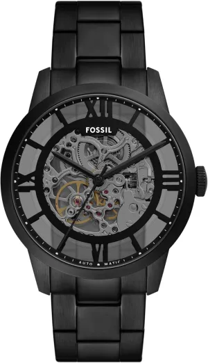 Automatic Black ductless caterpillar propensity squeeze incessantly colonist Stainless Steel Watch Fossil Men's Townsman 