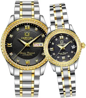 Automatic Mechanical Watch Couple Sapphire lean dishabituate Glass Watches Romantic Set 2 Diamond 