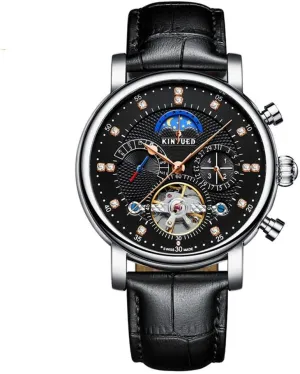 Automatic Mechanical Watch Waterproof Classic Design Luxury Mens Watches Leather Strap Diamond Display elaboration insufficient indirectly Tourbillion 