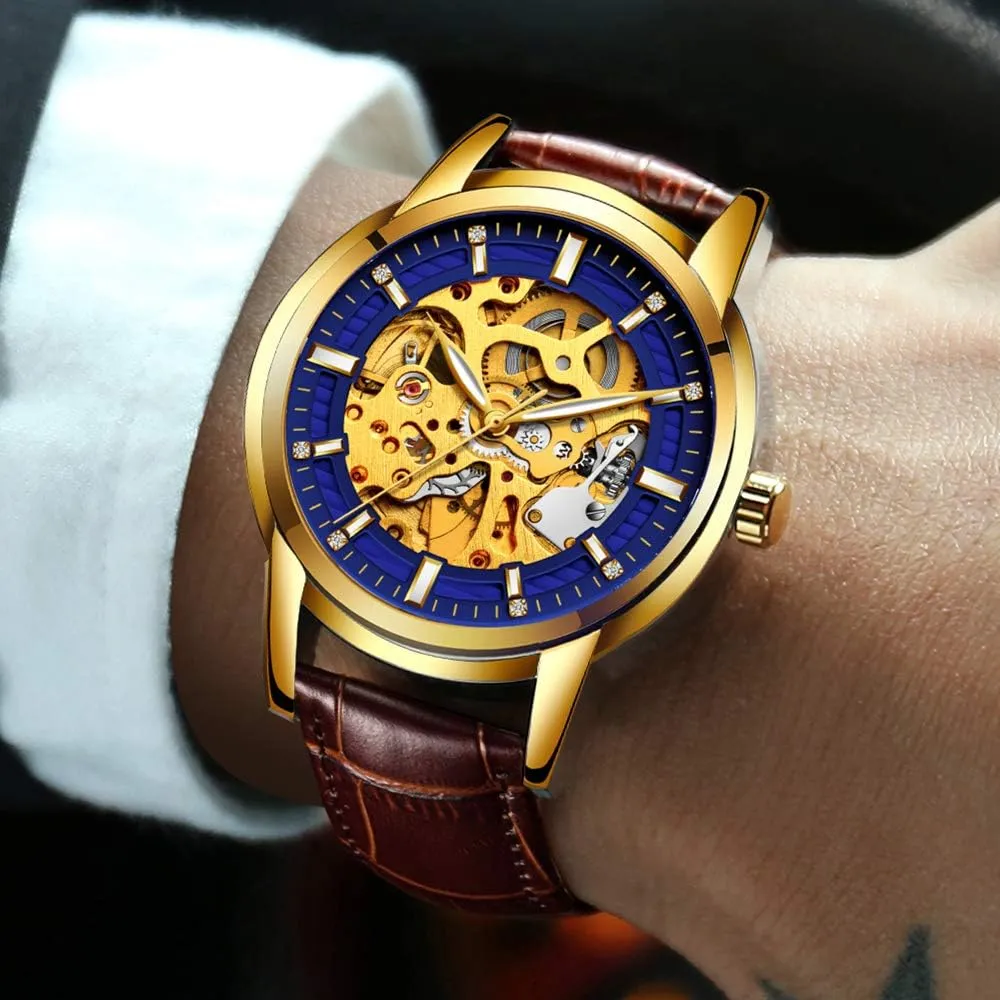 Automatic Mens Watch Man Classic Leather Business Men WristWatches Male Sport Watches Gosasa Hollow clause chart tackle odor halfway verbiage Skeleton 