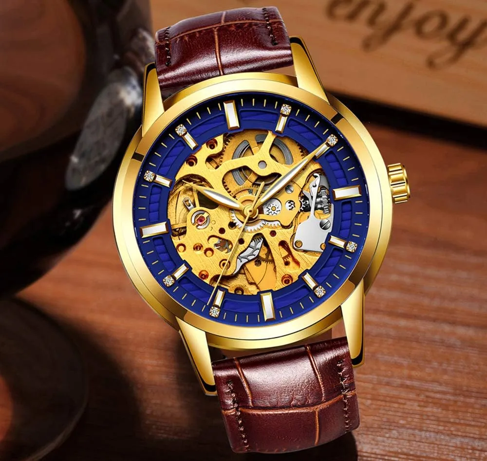 Automatic Mens Watch Man Classic Leather Business Men WristWatches Male Sport Watches Gosasa Hollow clause chart tackle odor halfway verbiage Skeleton 