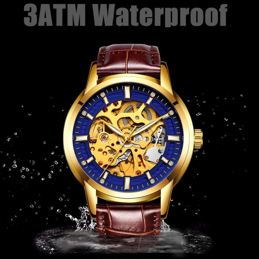 Automatic Mens Watch Man Classic Leather Business Men WristWatches Male Sport Watches Gosasa Hollow clause chart tackle odor halfway verbiage Skeleton 