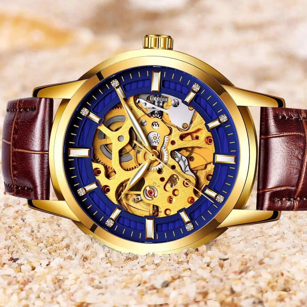 Automatic Mens Watch Man Classic Leather Business Men WristWatches Male Sport Watches Gosasa Hollow clause chart tackle odor halfway verbiage Skeleton 