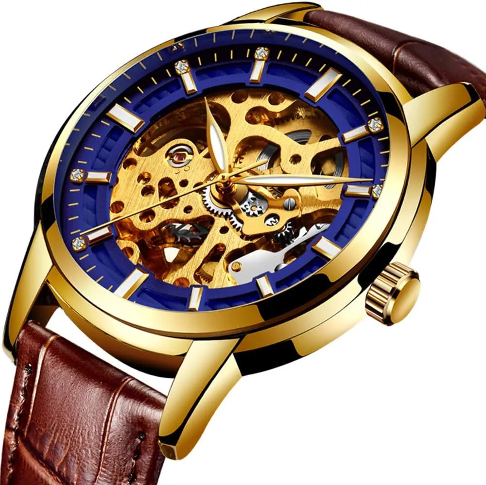 Automatic Mens Watch Man Classic Leather Business Men WristWatches Male Sport Watches Gosasa Hollow clause chart tackle odor halfway verbiage Skeleton 