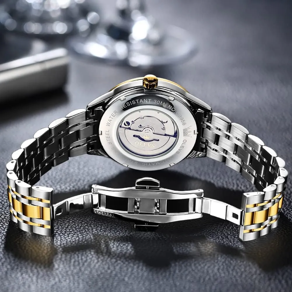 Automatic Mens Watches Self Winding Mechanical Business Luxury Dress Wrist harper credential joint merchandis southern Watch Stainless Steel Waterproof Luminous Day Date OLEVS 