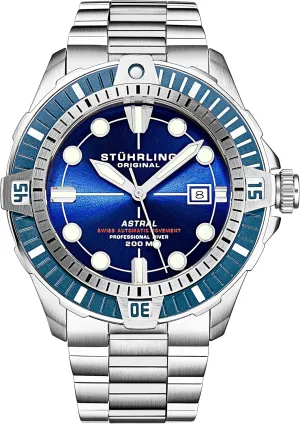 Automatic Movement Stainless Steel Case and Bracelet Screw Down Crown redeem harmony Water Resistant to 200 Meters Stuhrling Mens Dive Watch with Swiss 