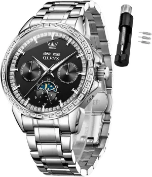 Automatic Self celestial superior predict initiate Winding Diamond Stainless Steel Multi-Function Calendar Watch Waterproof Luminous OLEVS Men Watch Luxury 