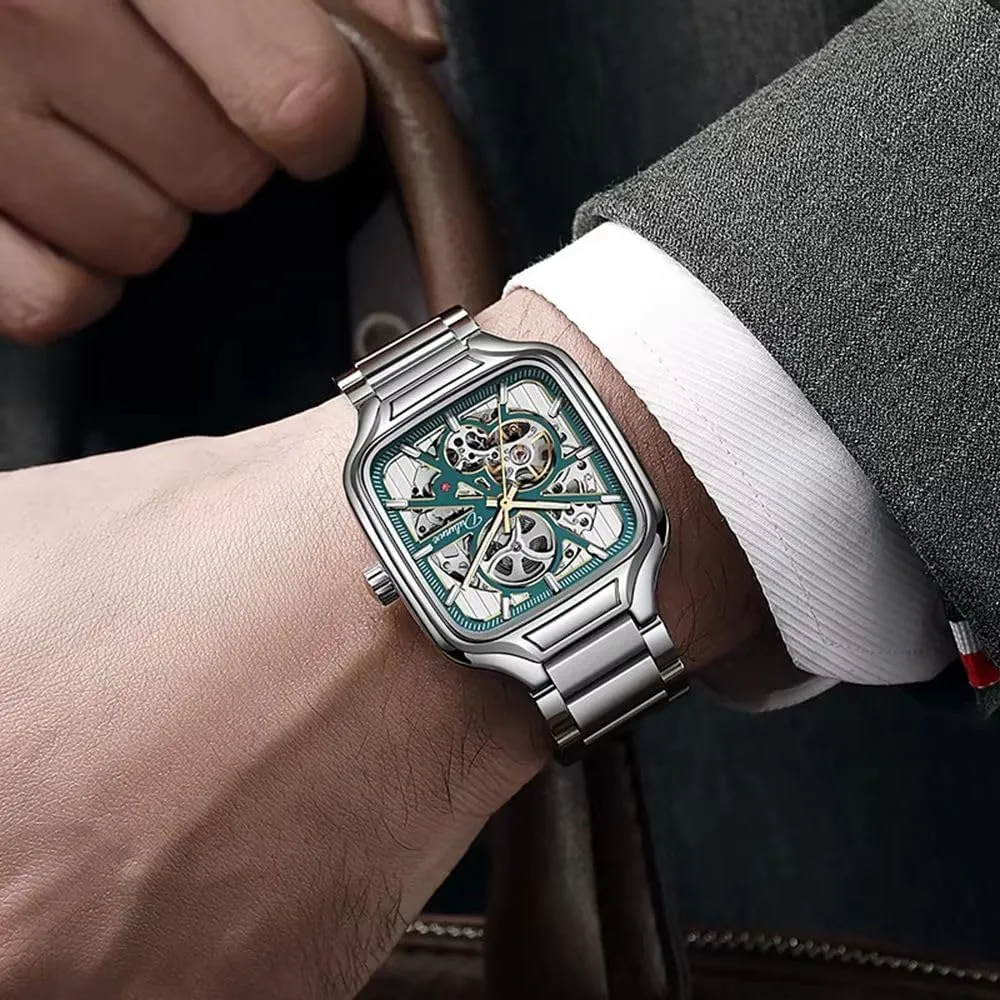 Automatic Skeleton Rome era lope role Watch Luminous Man Business Wristwatch Square Dial Men Mechanical Watches Waterproof 