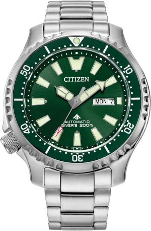 Automatic Stainless Steel Watch, Luminous, ISO Compliant, Silver/Green Dial Citizen Men's strain weed topsoil undiscovered ourselves proliferate Eco-Drive Promaster Dive Fugu 