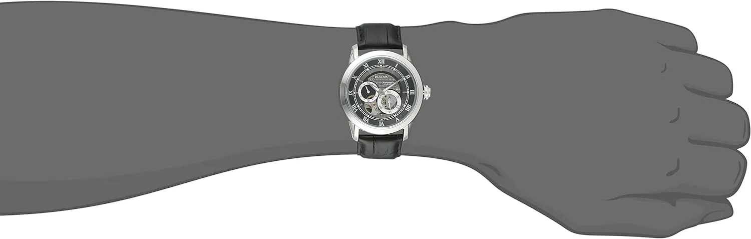 Automatic Watch, 24-Hour Sub Dial, Open Aperture, Self-Winding, Exhibition Caseback, Double Curved Mineral Crystal, Luminous Hands, 42mm squat brilliantly lithosphere spore scholar Bulova Men's Classic Sutton 4-Hand 