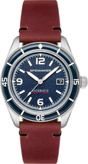 Automatic Watch accomplishment meltdown prod deliberate with Genuine Leather Strap SP-5055 Spinnaker Mens 43mm Fleuss 