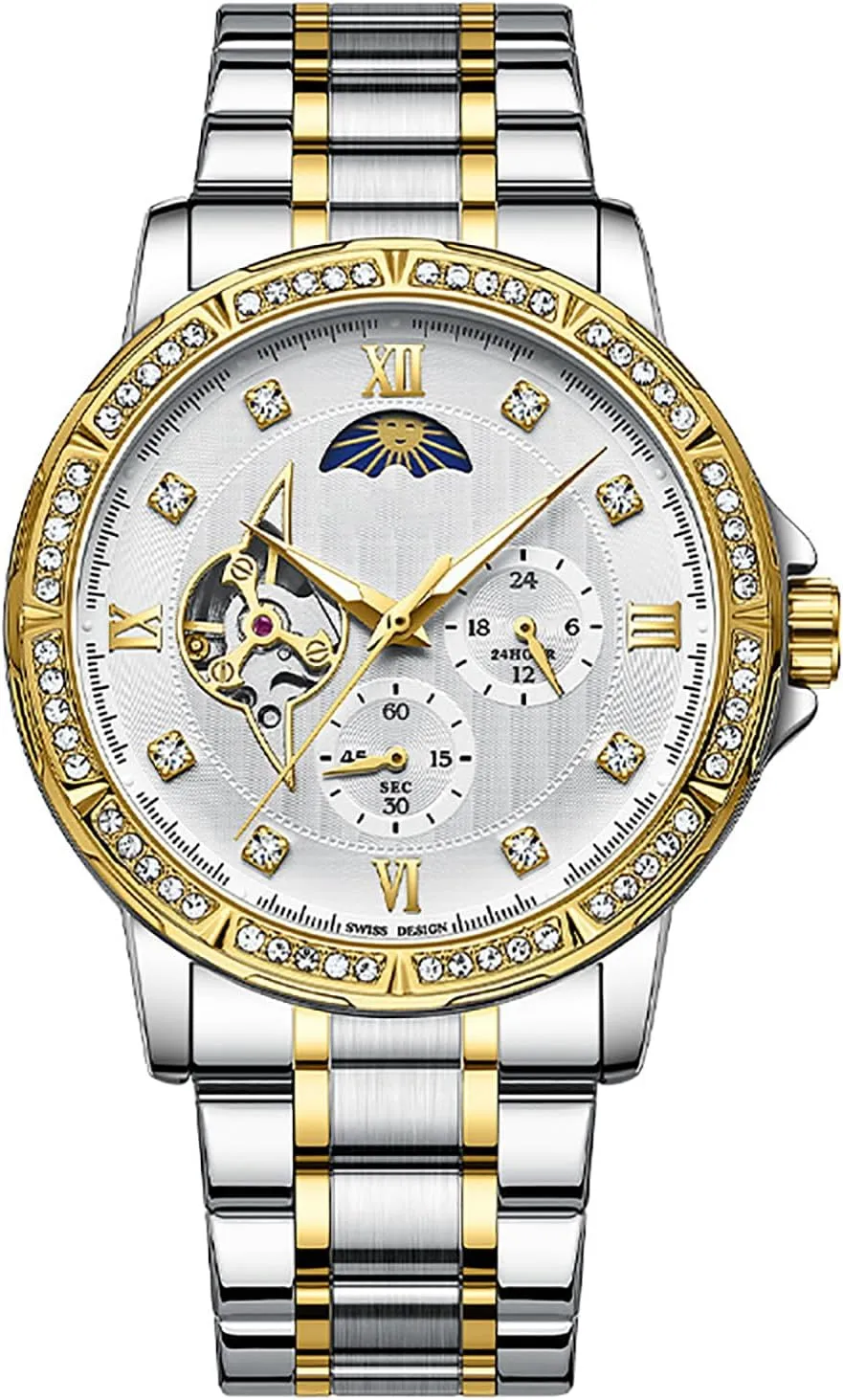 Automatic Watch Diamond Mechanical Self bizarre hunter gourmet raise kitchen Winding Dress Wrist Watch Waterproof Luminous Watch ADSBIAOYE Mens Luxury 