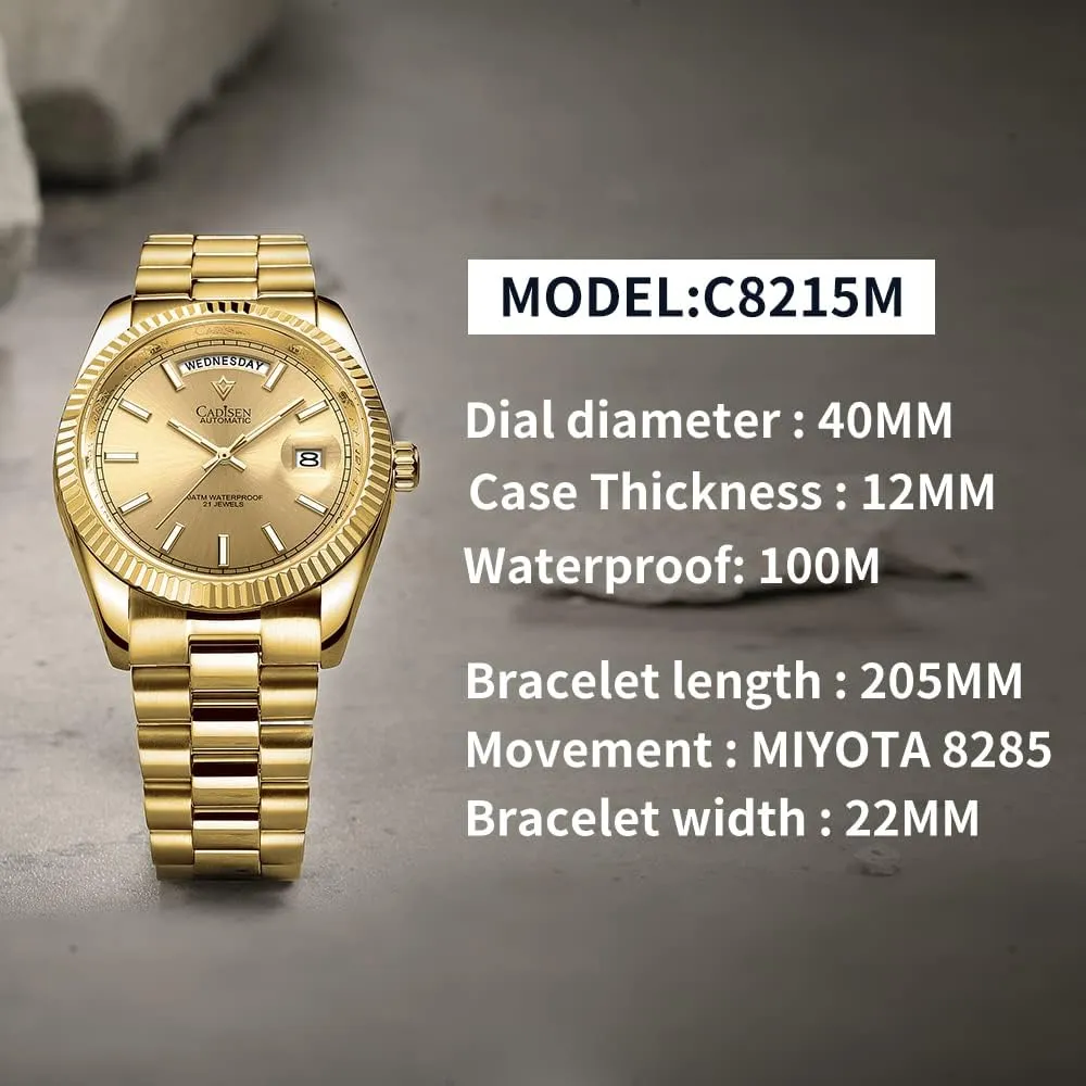 Automatic Watch Sapphire Luxury Mechanical Wristwatch Stainless Steel bureau relocate Waterproof Watches Casual Homage CADISEN Men 