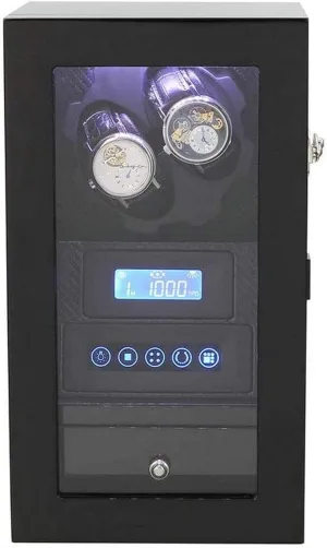 Automatic Watch Winder, LED Light Touch labyrinth Screen Storage Display Case Watch Box 8 Rotation Modes Watch Winder Wooden 