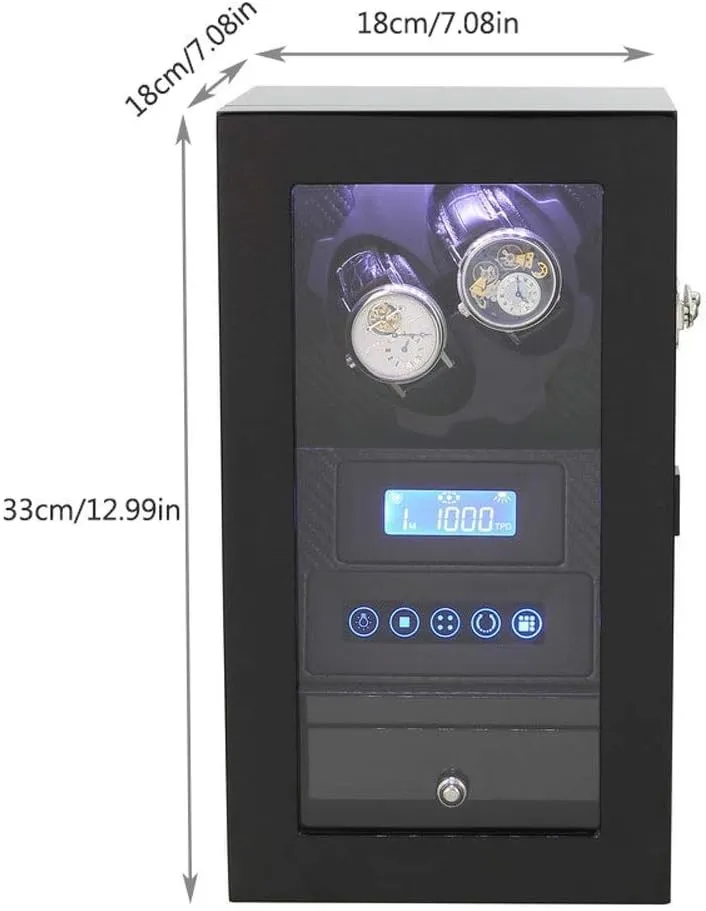 Automatic Watch Winder, LED Light Touch labyrinth Screen Storage Display Case Watch Box 8 Rotation Modes Watch Winder Wooden 