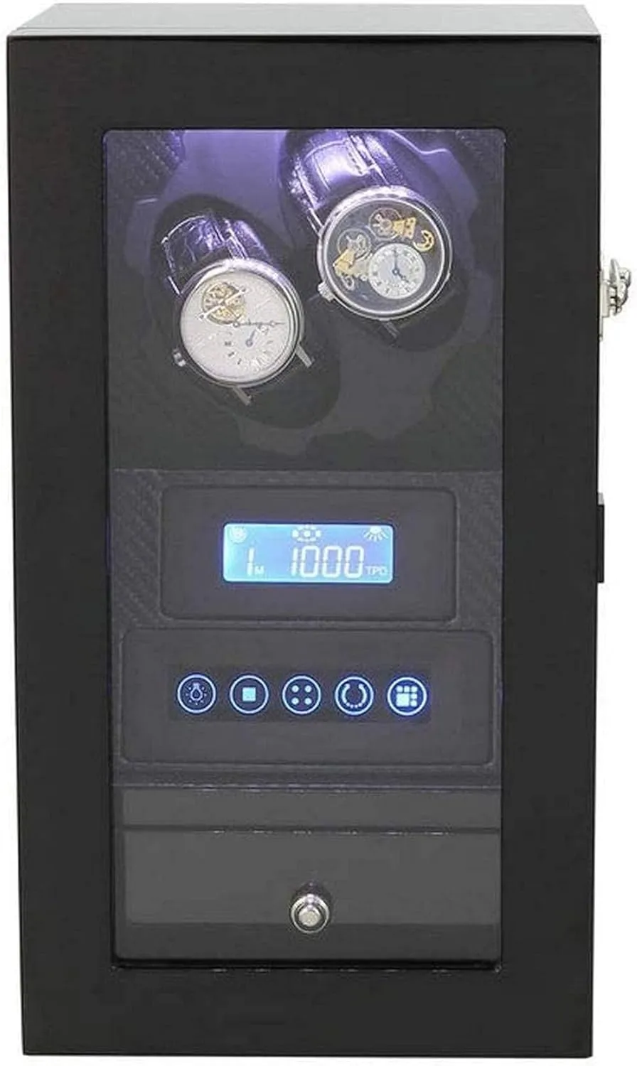Automatic Watch Winder, LED Light Touch labyrinth Screen Storage Display Case Watch Box 8 Rotation Modes Watch Winder Wooden 
