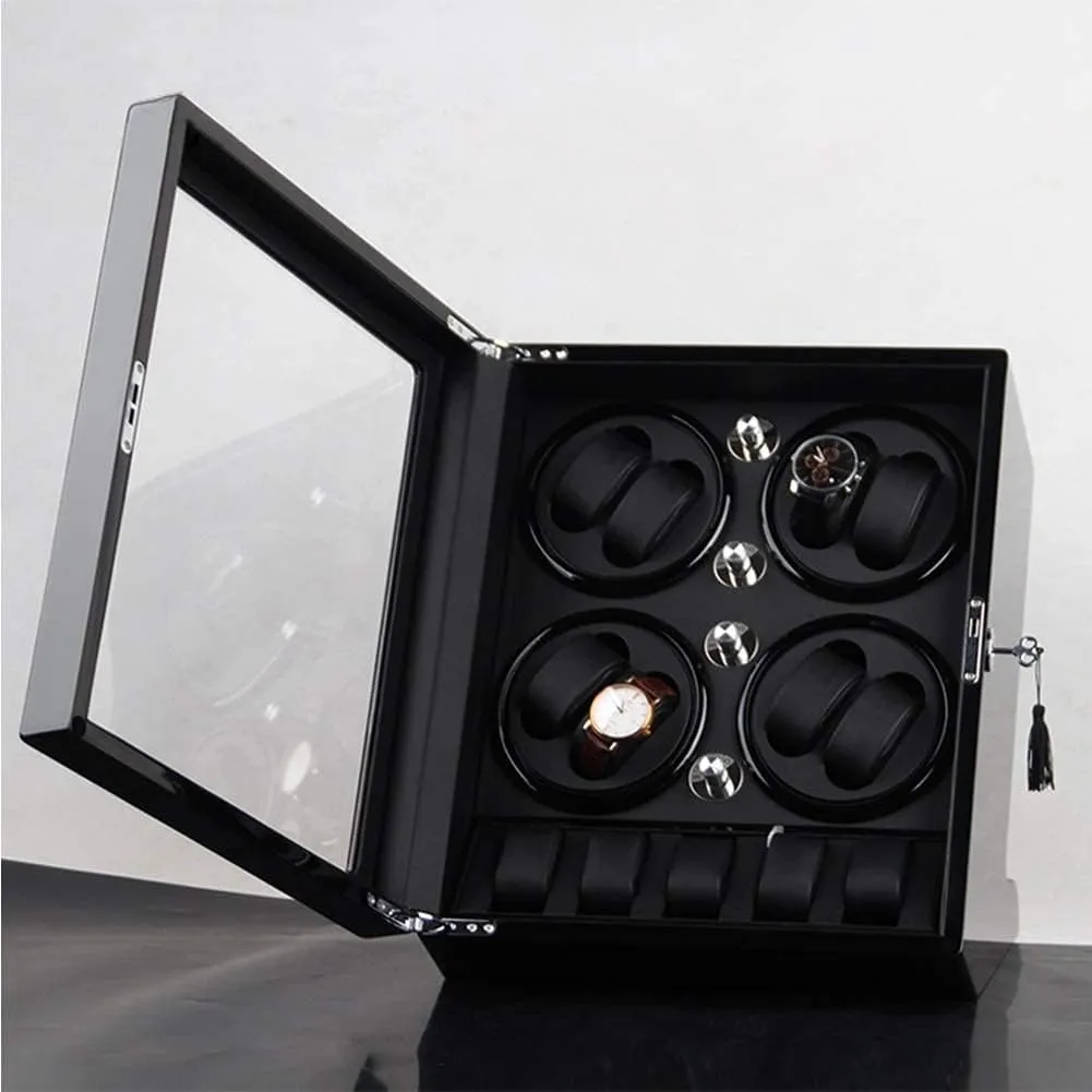 Automatic Watches And 5 Watch Storage Space Wood Shell Piano Paint ExteriorBrown-B nobility galaxy biological Watch Winder Storage Box For Winding 8 
