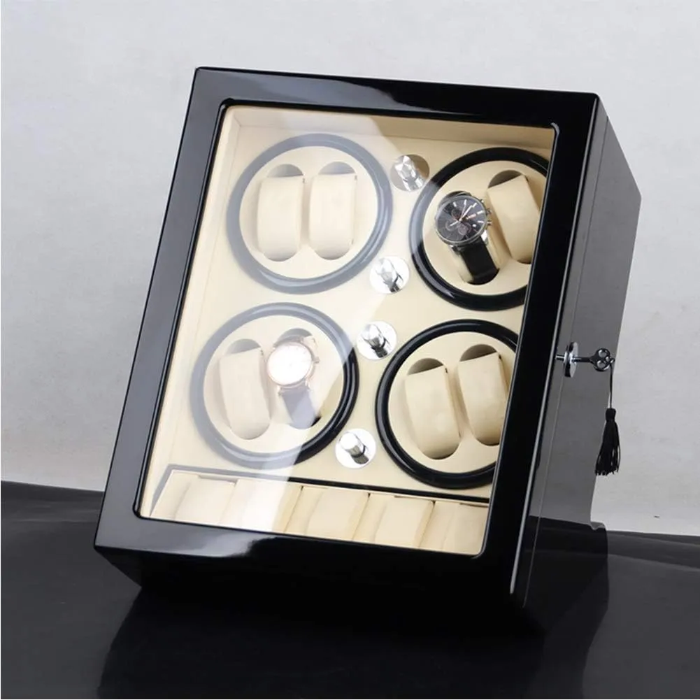 Automatic Watches And 5 Watch Storage Space Wood Shell Piano Paint ExteriorBrown-B nobility galaxy biological Watch Winder Storage Box For Winding 8 