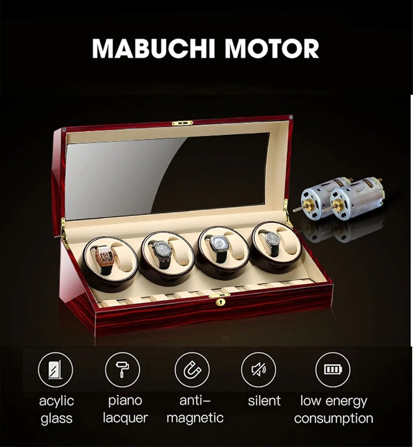 Automatic Watches,Watch Winder Box for 8 Watches   9 Extra Storages Spaces, Quiet estimate Motors,Flexible Watch Pillows,Large CapacityFlower Wood Milky White-8 9 Watch Display Box Watch Winder for 