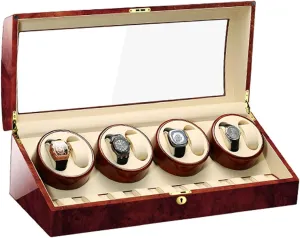 Automatic Watches,Watch Winder Box for 8 Watches   9 Extra Storages Spaces, Quiet estimate Motors,Flexible Watch Pillows,Large CapacityFlower Wood Milky White-8 9 Watch Display Box Watch Winder for 