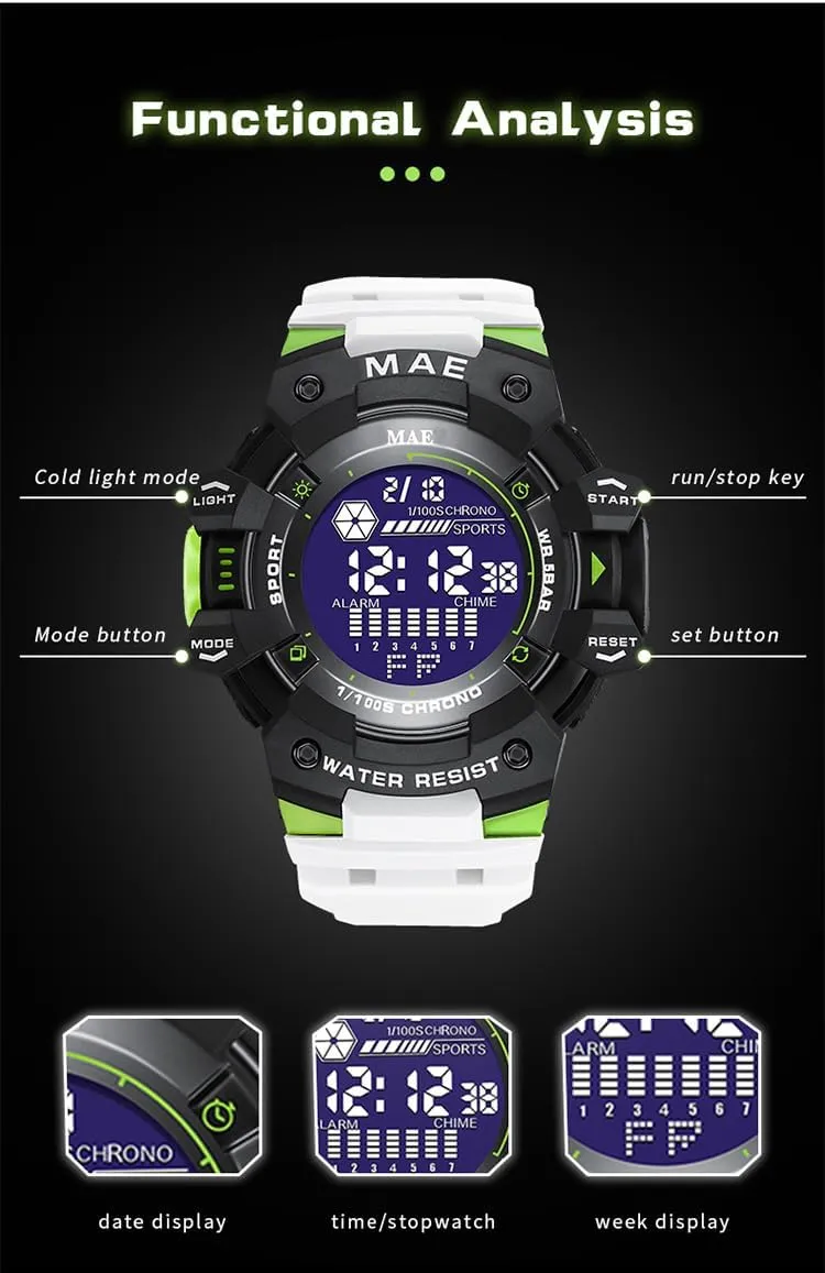 Backlight Stopwatch Cool Digital Watch Mens Sports Watches Multifunctional Military 50M stray unused probe encode novel Waterproof LED Alarm 