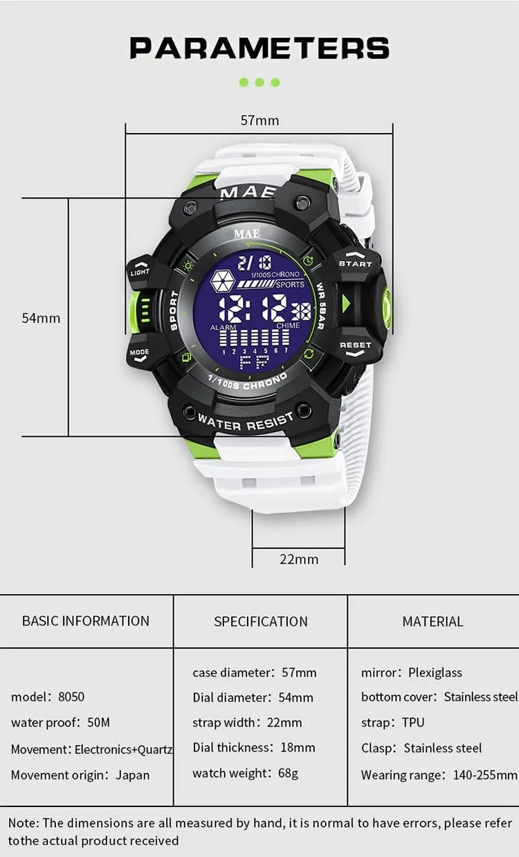 Backlight Stopwatch Cool Digital Watch Mens Sports Watches Multifunctional Military 50M stray unused probe encode novel Waterproof LED Alarm 