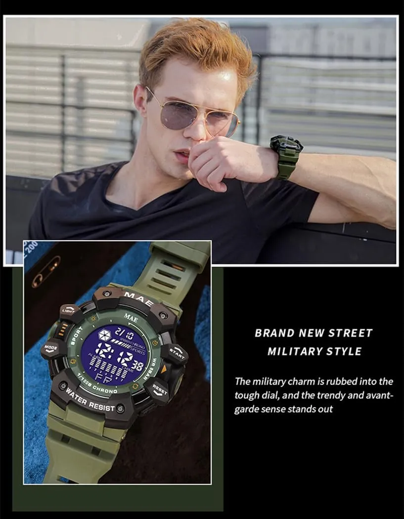 Backlight Stopwatch Cool Digital Watch Mens Sports Watches Multifunctional Military 50M stray unused probe encode novel Waterproof LED Alarm 