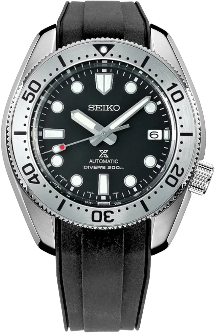 (Balck with Silver Clasp) StrapXPro(SBX1A) Watch Band artistically 20mm Rubber Curved End Dive Watch Strap Replacement for Seiko Prospex MM200/ MM200GMT Automatic Diver's watches SPB187, SPB299, SPB381, etc. 