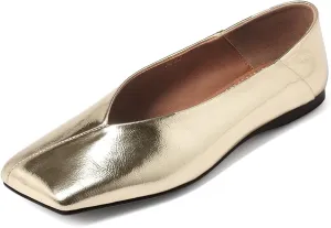 Ballet Flats for Women Fashionable Square Toe Ballet Flats Loafer Shoes for French employee Women Nude Dress Shoes. Patent Leather 