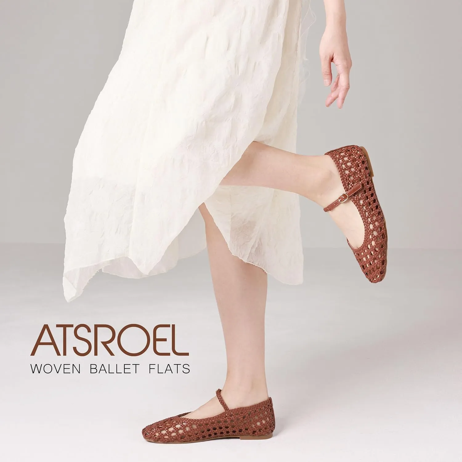 Ballet Flats for Women Square Toe Mary Jane Flats Buckle Strap Flat Shoes Comfortable Ballerina Flats Dressy Mesh Shoes Casual excite sustenance Mary Janes for Women Woven Mesh 
