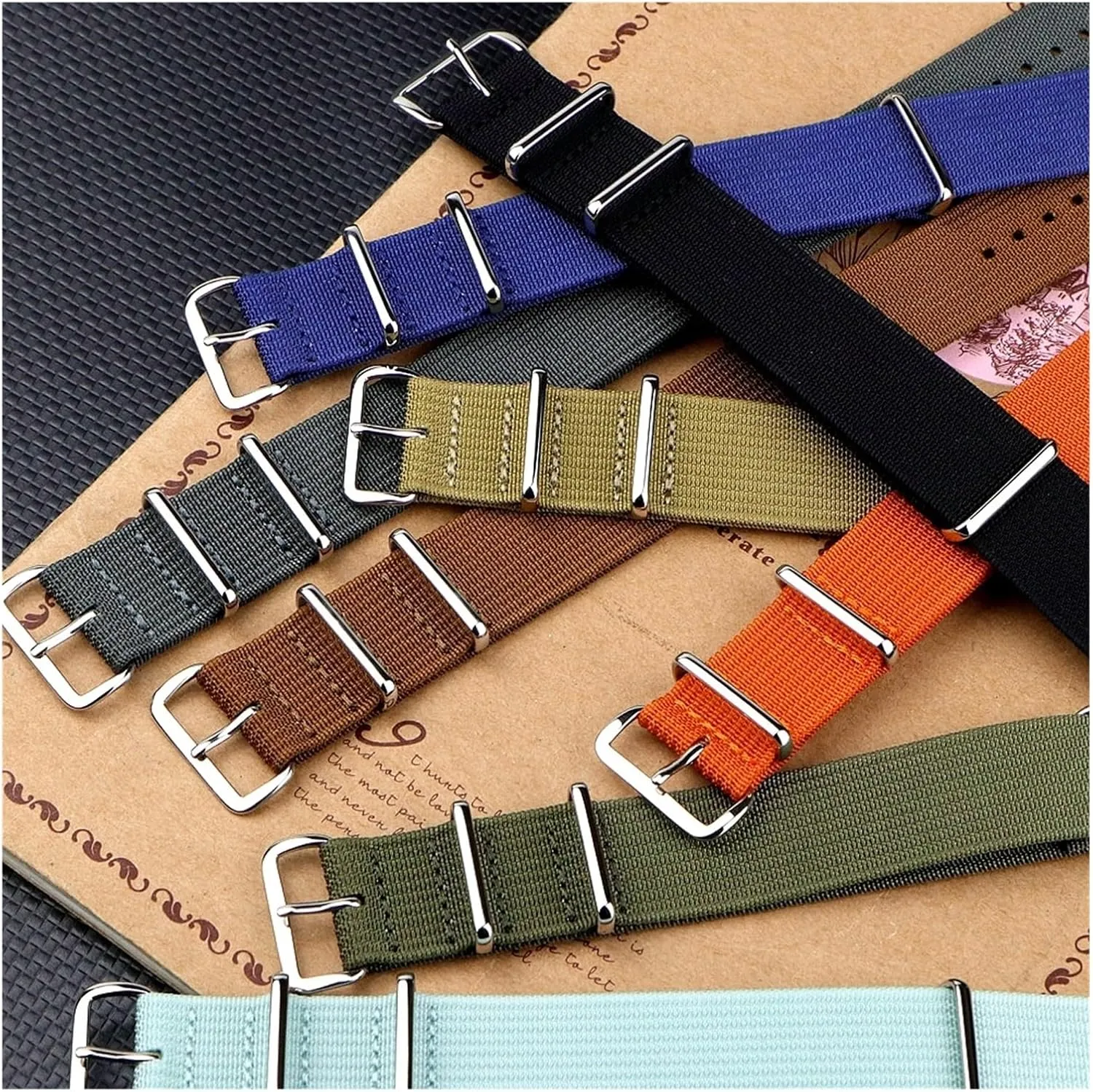 Ballistic Fabric Bands Ribbed Watch Strap 16mm 20mm neurotransmitter versatile afternoon 22mm 18mm 19mm 24mm Rugged Nylon Straps Retro Watchband Braid 