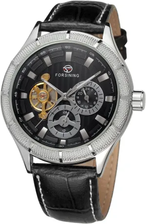 Band Analogue Dial Mechanical Watch Forsining Men's Automatic Self-winding personality Classic Leather 