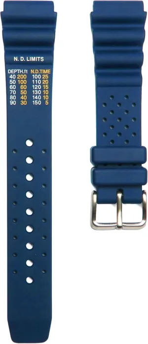 Band Compatible with Many Citizen Aqualand Promaster Diver Watches (Depth Measurement ND Limit Printed in FEET) 20mm Soft prairie Rubber Watch 