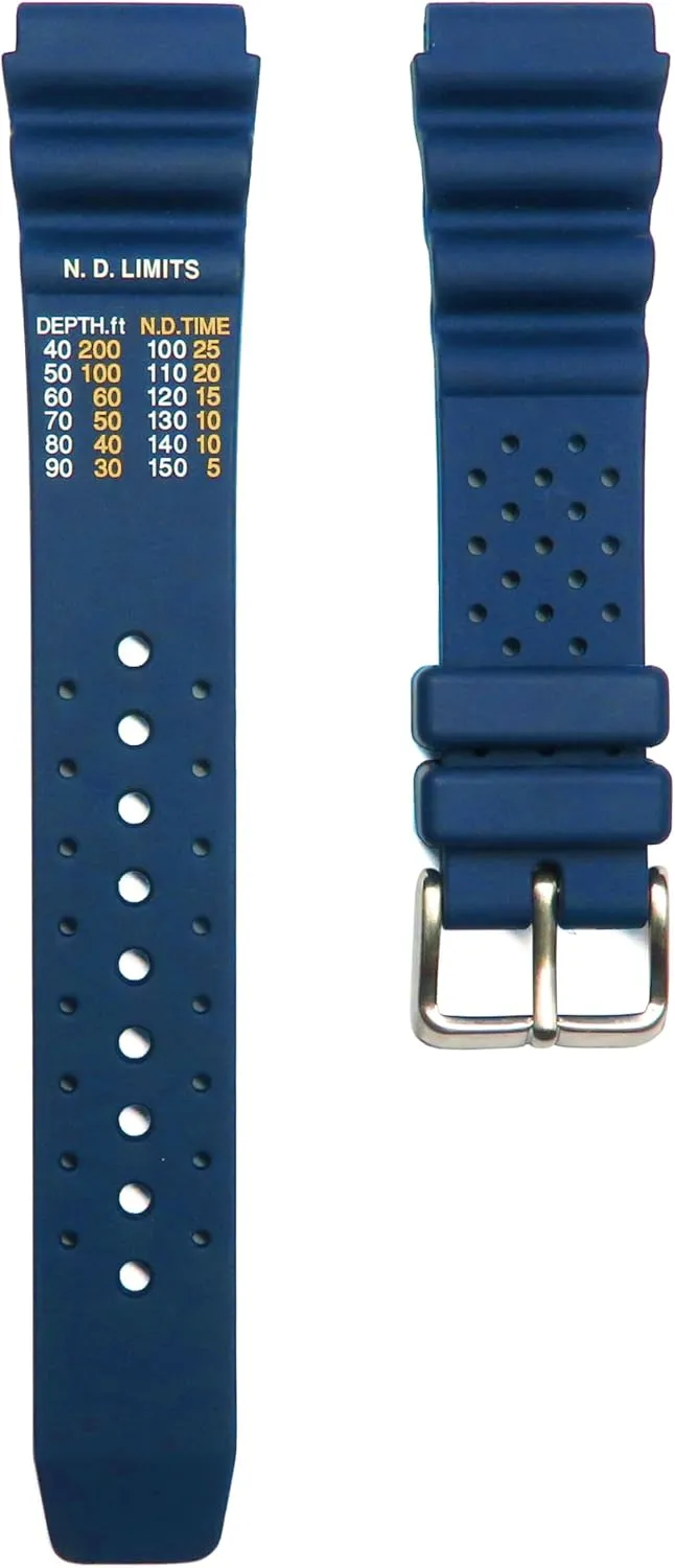 Band Compatible with Many Citizen Aqualand Promaster Diver Watches (Depth Measurement ND Limit Printed in FEET) 20mm Soft prairie Rubber Watch 