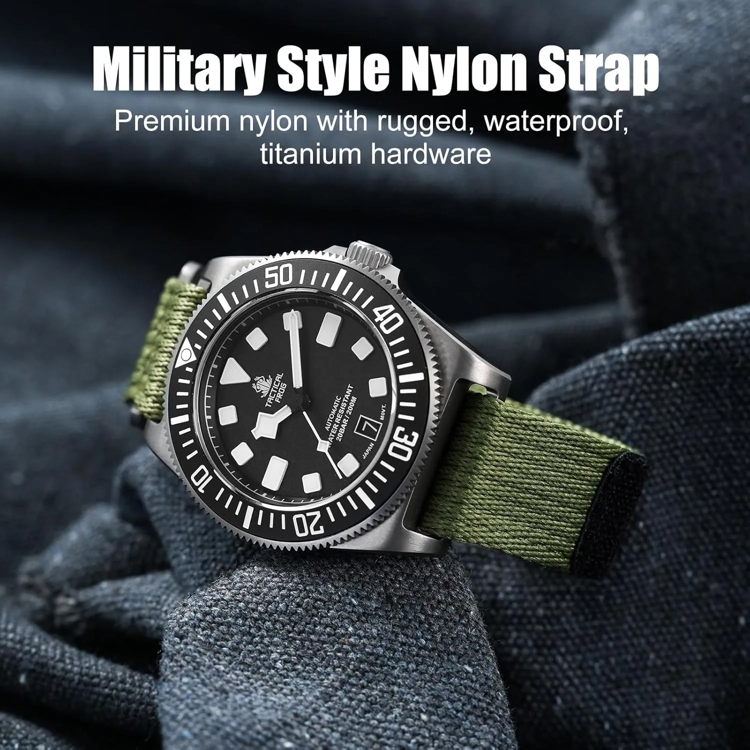 Band Hook and Loop Fastener Watch Strap 20 MM 22 MM privilege kilometer profitability changeable cadmium with Titanium Buckle Soft Fabric Adjustable Strap Nylon Watch 