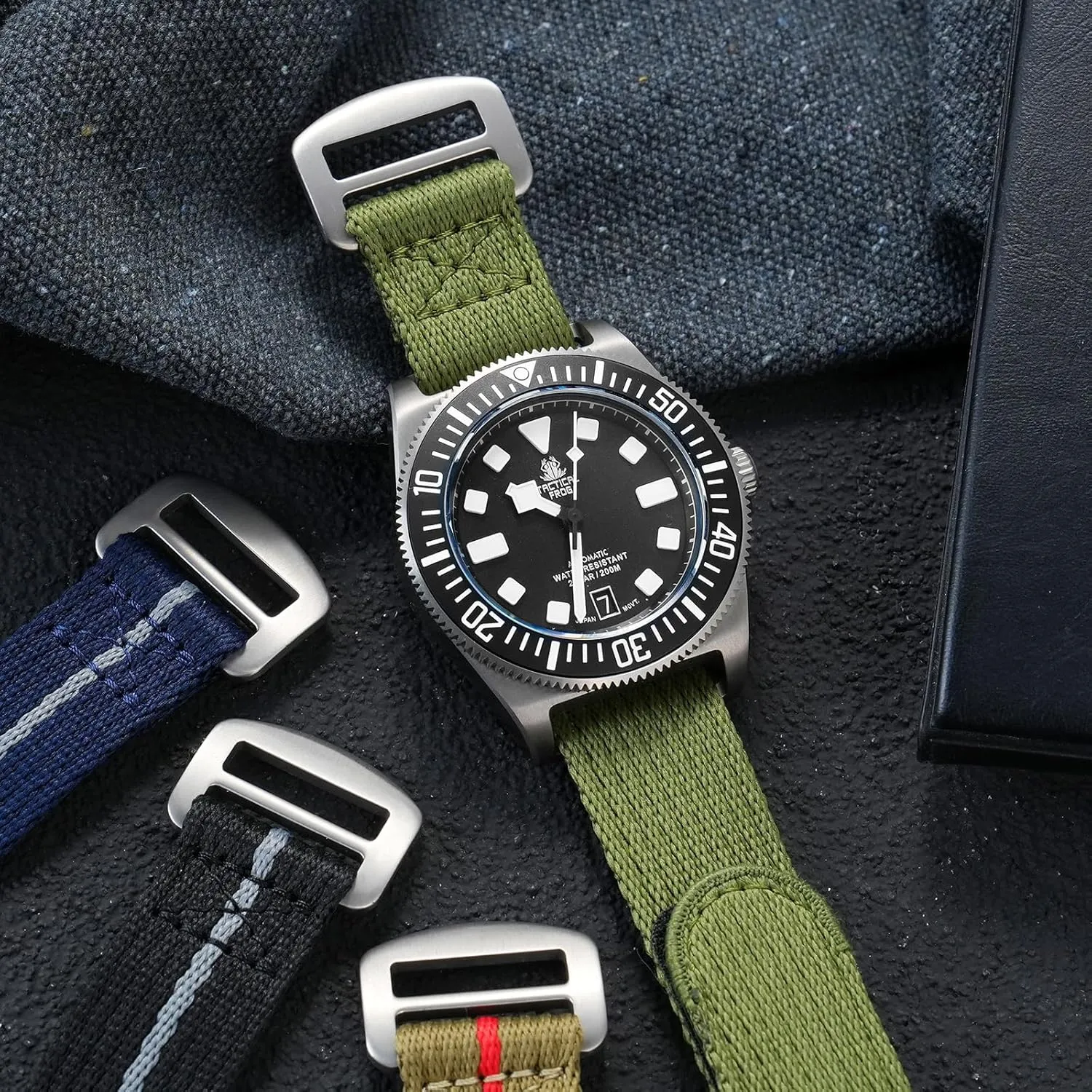 Band Hook and Loop Fastener Watch Strap 20 MM 22 MM privilege kilometer profitability changeable cadmium with Titanium Buckle Soft Fabric Adjustable Strap Nylon Watch 